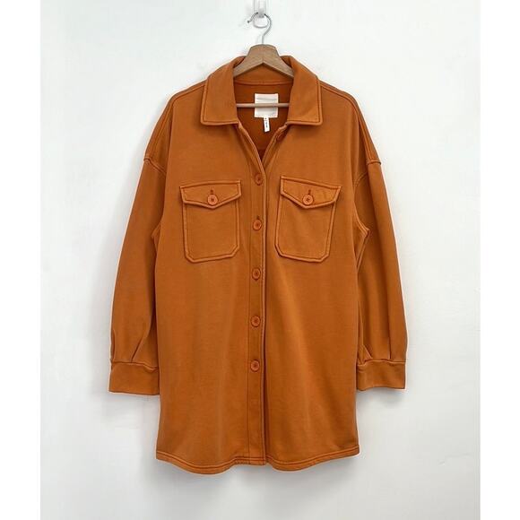 Avec Les Filles Oversized Shirt Jacket Shacket Cozy Patch Pockets Orange - Med - Picture 14 of 14